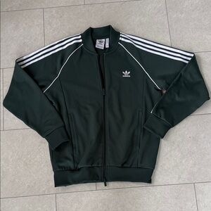 adidas Dark Green Track Jacket with White Stripes